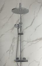 Image of Carrara White Marble Matt 1000mm Wide PVC Bathrooms Shower Wall Panel 1m x 2.4m
