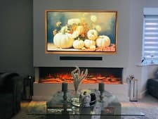 Image of 4 Sizes - 50 60 71 80 Inch Panoramic 3 Sided Glass Electric Fire HD+ 3D Effect
