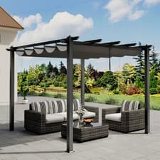 Image of 3x3m Outdoor Aluminium Pergola Gazebo Patio Sun Shelter Retractable Canopy Grey