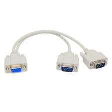 Image of DB9 Y Splitter Cable 30cm - 1 Female to 2 Male RS232 Serial Adapter, Durable