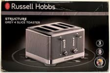 Image of Russell Hobbs Structure Grey 4 Slice Toaster Lift and Look Frozen Reheat 28102