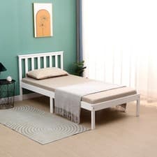 Image of SINGLE BED PINE FRAME 3ft WOODEN SHAKER STYLE BEDROOM FURNITURE WHITE/GREY