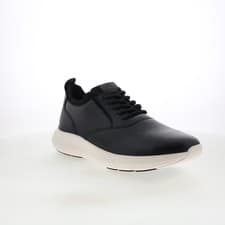 Image of Rockport Jeffson RMJEFFSON Mens Black Wide Leather Lifestyle Trainers Shoes