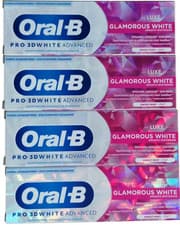Image of 4 x ORAL-B 3D WHITE LUXE GLAMOROUS WHITE TOOTHPASTE SWEET MINT 75ML