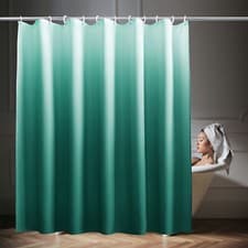 Image of Shower Curtain 100% Polyester Fabric Modern Designer Washable + 12 Hooks Rings