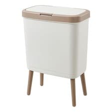 Image of Cream White Tall Leg  Pedal Bin Slim Kitchen Waste Bin Bathroom Bin With Lid