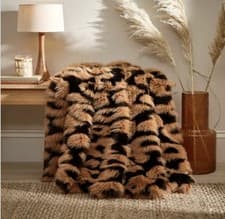Image of Dunelm Global Leopard Print Faux Fur Throw 130 X 180 Brand New Free Delivery
