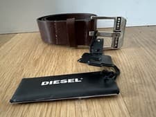 Image of Diesel Mens Bluestar Leather Belt Dark Brown Size 80cm (Fits 25-26) Marks
