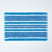 Image of Cotton Striped Bath Mat Non Slip Blue Orange Green Black White Bathroom Mats