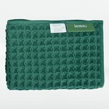 Image of Luxury Japanese Cotton Silk Waffle Bath Towel Forest Green Face Towel 16x16 Plus
