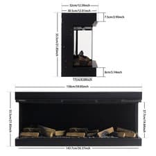 Image of 50/60/80" Electric Fire Media Wall Glass Fireplace LED Free Stand/Insert Mounted