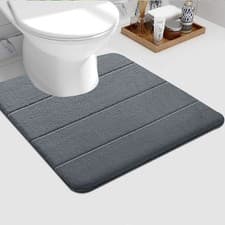 Image of Non Slip Pedestal Bath Mat Bathroom Rug Water Absorbent Toilet Pedestal Mats