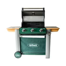 Image of Outback Ranger 3 Burner Hybrid Gas BBQ in Green OUT371082