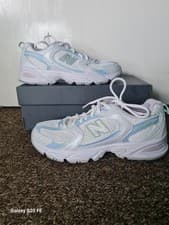 Image of Brand New Boxed Women's New Balance White And Blue 530 Trainers Size UK 5.5 