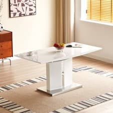 Image of Belmonte High Gloss Extending Dining Table Small In White