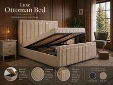 Image of NEW OTTOMAN STORAGE PANEL PLUSH VELVET UPHOLSTERED BED FRAME DOUBLE & KING SIZE