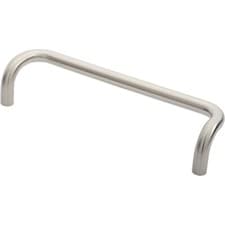 Image of Cranked Door Pull Handle 19mm Dia 300mm Fixing Centres Satin Steel