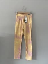 Image of Adidas 7/8 Leggings Size XS Women’s Gym Wear Peach Pink Splatter Pattern