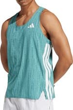 Image of adidas Adizero Mens Running Vest Green Run Sleeveless Round Neck Tank Top
