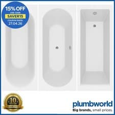 Image of Modern Bathroom Single & Double Ended Straight Bath Gloss White Acrylic Bathtub