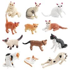 Image of 12Pcs Cat Craft Figure Miniature Mini Cat Figurines Kitty Mini Figures Toy Set