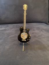 Image of Black Guitar Clock WM. WIDDOP Miniature NEW Music Musician Desk 9030 Ireland