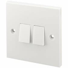 Image of 2 Way 2 Gang Light Switch 2 Gang 2G 10AX White Plastic with Fixing Screws