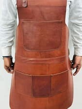 Image of Men’s Heavy Duty Genuine Leather Apron – BBQ Grill, Butcher & Woodworking