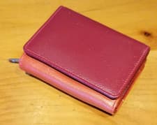 Image of Brown Tan Two Tone  Small Colourful Leather Wallet Purse Womens Christmas Gift