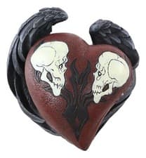Image of WINGED LOVE BIRD NEVER DIES SKELETON SKULL ROMANCE JEWELRY TRINKET BOX KEEPSAKE