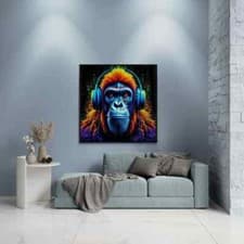Image of MONKEY ARTWORK : Monkey Wall Art Canvas, Wildlife Canvas