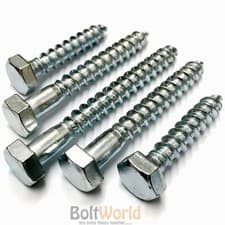 Image of M10 / 10mm HEX HEXAGON HEAD WOOD SCREW COACH SCREWS BOLTS ZINC BZP ALL LENGTH