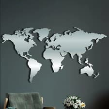 Image of Metal World Map Continents,Wall Art,Home Office Decoration,Mix Color,Living Room
