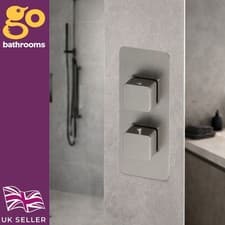 Image of Brushed Nickel Dual Square Concealed Thermostatic Shower Valve, Dual Control