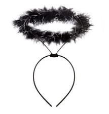 Image of Black Halo Fluffy Angel Head Band Hen Night Dark Fairy Xmas Fancy Dress Party