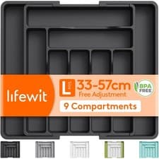 Image of Extendable Cutlery Drawer Organiser Adjustable Cutlery Tray Utensil Holder for