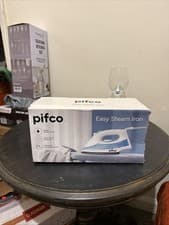 Image of Pifco 200ml White & Blue Non-Stick Coated Soleplate Lightweight Easy Steam Iron