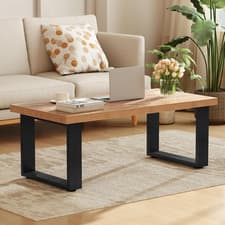 Image of Coffee Table Farmhouse 120cm Rectangle Wooden Oak Black Living Room Center Unit