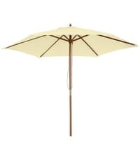 Image of 2.5m Wooden Garden Parasol Cream White Sun Shade for Patio & Outdoor Use