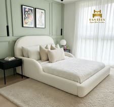 Image of Luxury Bed Frame Boucle Teddy Kids Upholstered Gas Lift Storage & Mattress 4FT6