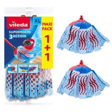 Image of Vileda SuperMocio 3Action XL Mop Refill - Pack of 2 - 2, Multi-colour
