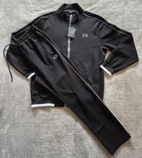 Image of Armani Exchange Mens Tracksuit Sweatshirt & Jogger Pants Black Size EU XXL UK XL