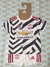 Image of Manchester United FC Adidas Mini Kit - Age 9-12 Months - White/ Black