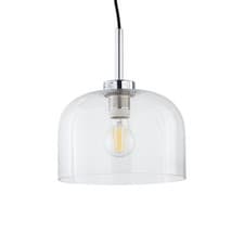 Image of Modern Chrome Pendant Light Ceiling Fitting Glass Shade Kitchen Dining Lighting