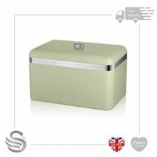 Image of Swan Retro Metal Bread Bin 18L Kitchen Storage Capacity Stainless Steel Chrome