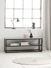Image of Modern Industrial TV Unit 120cm Concrete Effect TV Stand Media Cabinet Black