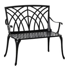 Image of Outsunny 2-Seater Cast Aluminium Garden Bench Loveseat Ergonomic Armrest