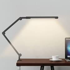 Image of LED Swing Arm Desk Lamp with Clamp 9W Eye-Care Stepless Dimmable Light UK Plug