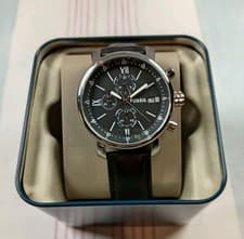 Image of Fossil Mens Rhett Black Leather Watch BQ1006 Brand New In Box