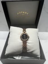 Image of ROTARY WATCH LADIES 4 DIAMOND DIAL ROSE GOLD STAINLESS STEEL **RRP £139.00** NEW